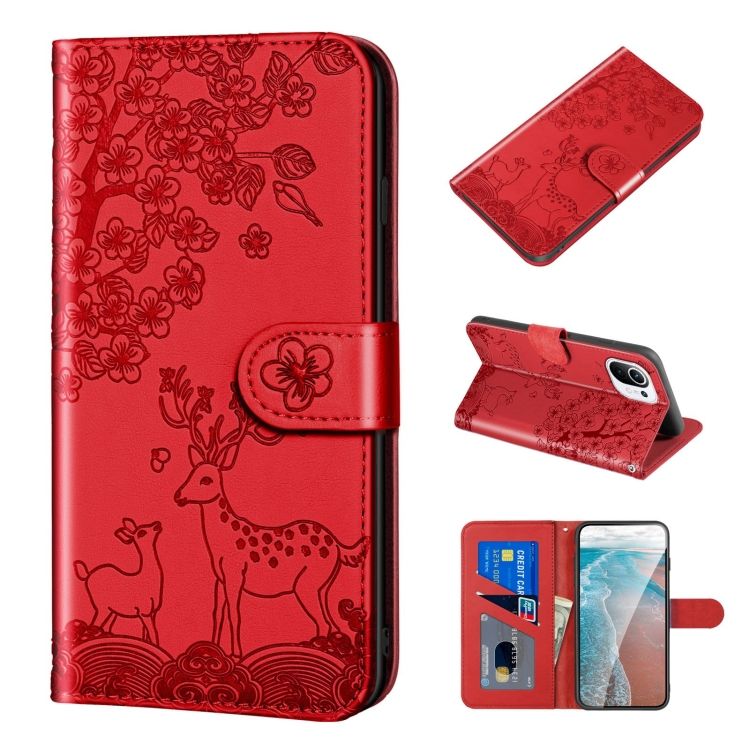 Peňaženkové puzdro Embossing Pattern Jeleň červené – Xiaomi Mi 11 Lite | Kryty na mobil Kryty na mobil | Peňaženkové puzdro Embossing Pattern Jeleň červené – Xiaomi Mi 11 Lite | Kryty na mobil