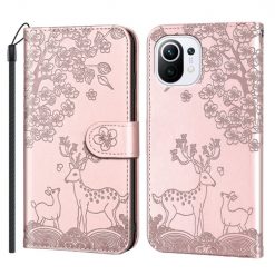 Kryty na mobil | Peňaženkové puzdro Embossing Pattern Jeleň ružové – Xiaomi Mi 11 Lite | Kryty na mobil