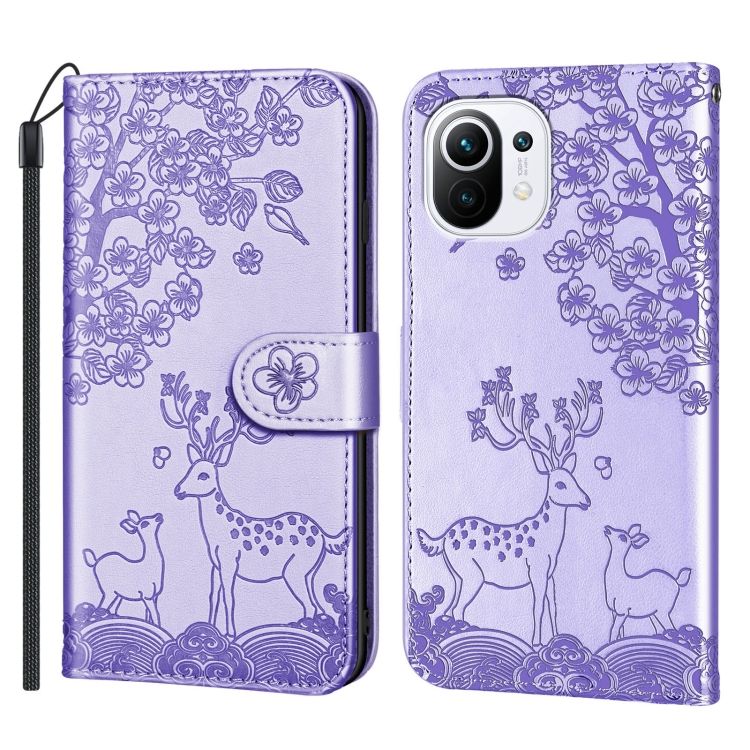 Peňaženkové puzdro Embossing Pattern Jeleň fialové – Xiaomi Mi 11 Lite | Kryty na mobil Kryty na mobil | Peňaženkové puzdro Embossing Pattern Jeleň fialové – Xiaomi Mi 11 Lite | Kryty na mobil
