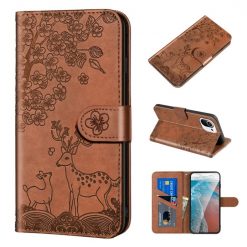 Kryty na mobil | Peňaženkové puzdro Embossing Pattern Jeleň hnedé – Xiaomi Mi 11 Lite | Kryty na mobil