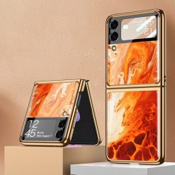 Kryty na mobil | Sklenený Kryt GKK Glass case achátovo červený – Samsung Galaxy Z Flip 3 | Kryty na mobil