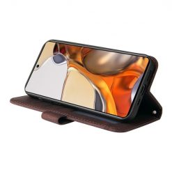 Kryty na mobil | Knižkové puzdro Skin Feel case hnedé – Xiaomi 11T / 11T Pro | Kryty na mobil