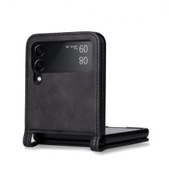 Kryty na mobil | Kryt Retro Leather čierny – Samsung Galaxy Z Flip 3 | Kryty na mobil