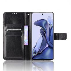 Kryty na mobil | Knižkové puzdro Shockproof Horse Texture čierne – Xiaomi 11T / 11T Pro | Kryty na mobil