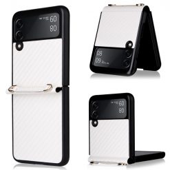 Kryty na mobil | Kryt Carbon Fiber biely – Samsung Galaxy Z Flip 3 | Kryty na mobil