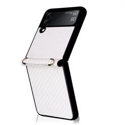 Kryty na mobil | Kryt Carbon Fiber biely – Samsung Galaxy Z Flip 3 | Kryty na mobil