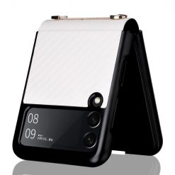 Kryty na mobil | Kryt Carbon Fiber biely – Samsung Galaxy Z Flip 3 | Kryty na mobil