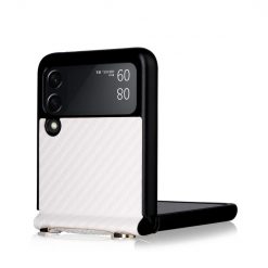 Kryty na mobil | Kryt Carbon Fiber biely – Samsung Galaxy Z Flip 3 | Kryty na mobil
