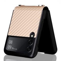 Kryty na mobil | Kryt Carbon Fiber zlatý – Samsung Galaxy Z Flip 3 | Kryty na mobil