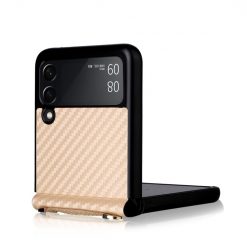 Kryty na mobil | Kryt Carbon Fiber zlatý – Samsung Galaxy Z Flip 3 | Kryty na mobil