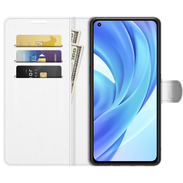 Peňaženkové puzdro Litchi biele – Xiaomi Mi 11 Lite | Kryty na mobil Kryty na mobil | Peňaženkové puzdro Litchi biele – Xiaomi Mi 11 Lite | Kryty na mobil