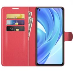 Peňaženkové puzdro Litchi červené – Xiaomi Mi 11 Lite | Kryty na mobil Kryty na mobil | Peňaženkové puzdro Litchi červené – Xiaomi Mi 11 Lite | Kryty na mobil