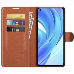 Kryty na mobil | Peňaženkové puzdro Litchi hnedé – Xiaomi Mi 11 Lite | Kryty na mobil