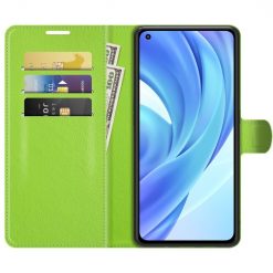 Kryty na mobil | Peňaženkové puzdro Litchi limetkové – Xiaomi Mi 11 Lite | Kryty na mobil