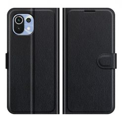 Kryty na mobil | Peňaženkové puzdro Litchi čierne – Xiaomi Mi 11 Lite | Kryty na mobil