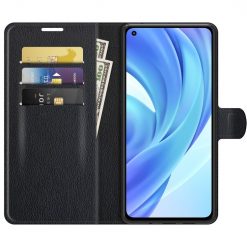 Peňaženkové puzdro Litchi čierne – Xiaomi Mi 11 Lite | Kryty na mobil Kryty na mobil | Peňaženkové puzdro Litchi čierne – Xiaomi Mi 11 Lite | Kryty na mobil