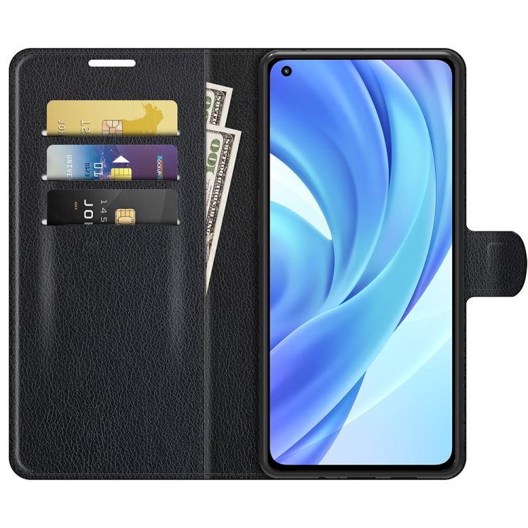 Peňaženkové puzdro Litchi čierne – Xiaomi Mi 11 Lite | Kryty na mobil Kryty na mobil | Peňaženkové puzdro Litchi čierne – Xiaomi Mi 11 Lite | Kryty na mobil