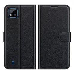 Kryty na mobil | Peňaženkové puzdro Litchi čierne – Realme C11 2021 | Kryty na mobil