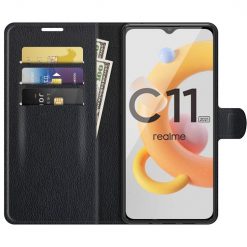 Kryty na mobil | Peňaženkové puzdro Litchi čierne – Realme C11 2021 | Kryty na mobil