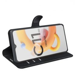 Kryty na mobil | Peňaženkové puzdro Litchi čierne – Realme C11 2021 | Kryty na mobil
