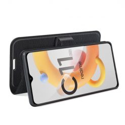 Kryty na mobil | Peňaženkové puzdro Litchi čierne – Realme C11 2021 | Kryty na mobil