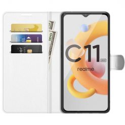 Kryty na mobil | Peňaženkové puzdro Litchi biele – Realme C11 2021 | Kryty na mobil