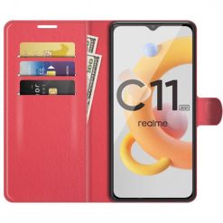 Peňaženkové puzdro Litchi červené – Realme C11 2021 | Kryty na mobil Kryty na mobil | Peňaženkové puzdro Litchi červené – Realme C11 2021 | Kryty na mobil