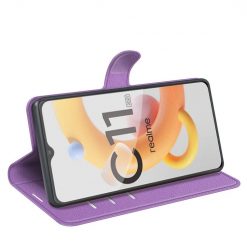 Kryty na mobil | Peňaženkové puzdro Litchi fialové – Realme C11 2021 | Kryty na mobil