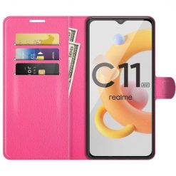 Kryty na mobil | Peňaženkové puzdro Litchi ružové – Realme C11 2021 | Kryty na mobil