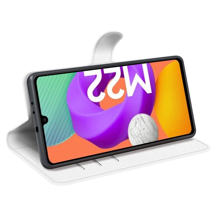 Peňaženkové puzdro Litchi biele – Samsung Galaxy M22 | Kryty na mobil Kryty na mobil | Peňaženkové puzdro Litchi biele – Samsung Galaxy M22 | Kryty na mobil