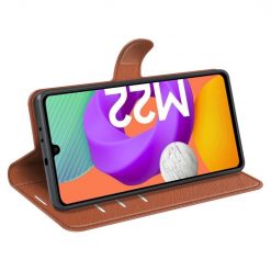 Kryty na mobil | Peňaženkové puzdro Litchi hnedé – Samsung Galaxy M22 | Kryty na mobil