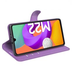 Peňaženkové puzdro Litchi fialové – Samsung Galaxy M22 | Kryty na mobil Kryty na mobil | Peňaženkové puzdro Litchi fialové – Samsung Galaxy M22 | Kryty na mobil