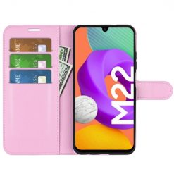 Peňaženkové puzdro Litchi bledoružové – Samsung Galaxy M22 | Kryty na mobil Kryty na mobil | Peňaženkové puzdro Litchi bledoružové – Samsung Galaxy M22 | Kryty na mobil
