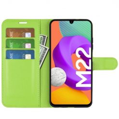 Kryty na mobil | Peňaženkové puzdro Litchi limetkové – Samsung Galaxy M22 | Kryty na mobil