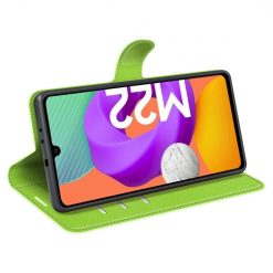Kryty na mobil | Peňaženkové puzdro Litchi limetkové – Samsung Galaxy M22 | Kryty na mobil