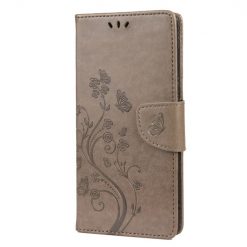Kryty na mobil | Peňaženkové puzdro Embossing Pattern Motýľ a kvet hnedé – Samsung Galaxy A13 5G | Kryty na mobil