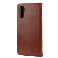 Kryty na mobil | Peňaženkové puzdro Embossing Pattern Motýľ a kvet tmavohnedé – Samsung Galaxy A13 5G | Kryty na mobil