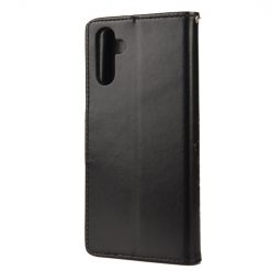 Kryty na mobil | Peňaženkové puzdro Embossing Pattern Motýľ a kvet čierne – Samsung Galaxy A13 5G | Kryty na mobil