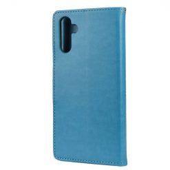 Kryty na mobil | Peňaženkové puzdro Embossing Pattern Motýľ a kvet modré – Samsung Galaxy A13 5G | Kryty na mobil