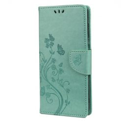 Kryty na mobil | Peňaženkové puzdro Embossing Pattern Motýľ a kvet zelené – Samsung Galaxy A13 5G | Kryty na mobil