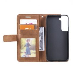 Knižkové puzdro Rhombus hnedé – Samsung Galaxy S22 | Kryty na mobil Kryty na mobil | Knižkové puzdro Rhombus hnedé – Samsung Galaxy S22 | Kryty na mobil