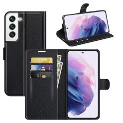 Kryty na mobil | Peňaženkové puzdro Litchi čierne – Samsung Galaxy S22 | Kryty na mobil