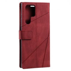 Kryty na mobil | Knižkové puzdro Rhombus červené – Samsung Galaxy S22 Ultra | Kryty na mobil