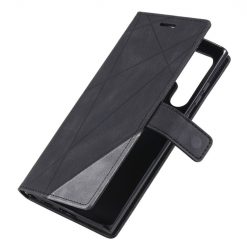 Kryty na mobil | Knižkové puzdro Rhombus čierne – Samsung Galaxy S22 Ultra | Kryty na mobil