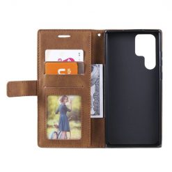 Kryty na mobil | Knižkové puzdro Rhombus hnedé – Samsung Galaxy S22 Ultra | Kryty na mobil
