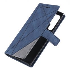 Kryty na mobil | Knižkové puzdro Rhombus modré – Samsung Galaxy S22 Ultra | Kryty na mobil