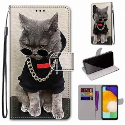 Kryty na mobil | Knižkové puzdro Trendy Cross case Cool mačka – Samsung Galaxy A13 5G | Kryty na mobil