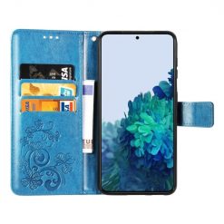 Peňaženkové puzdro Embossing Pattern Štvorlístok modré – Samsung Galaxy S22+ (S22 Plus) | Kryty na mobil Kryty na mobil | Peňaženkové puzdro Embossing Pattern Štvorlístok modré – Samsung Galaxy S22+ (S22 Plus) | Kryty na mobil