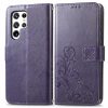 Kryty na mobil | Peňaženkové puzdro Embossing Pattern Štvorlístok modré – Samsung Galaxy S22 Ultra | Kryty na mobil