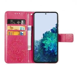 Peňaženkové puzdro Embossing Pattern Štvorlístok ružové – Samsung Galaxy S22+ (S22 Plus) | Kryty na mobil Kryty na mobil | Peňaženkové puzdro Embossing Pattern Štvorlístok ružové – Samsung Galaxy S22+ (S22 Plus) | Kryty na mobil